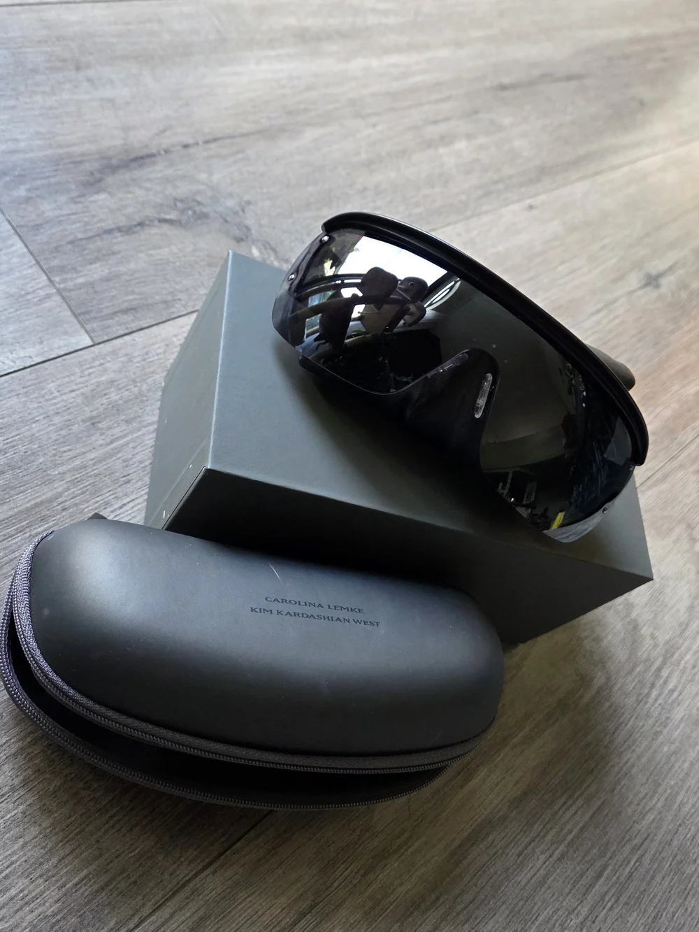 Shield-Style Women's Sunglasses in Smoke by Carolina Lemke X Kim Kadashian West
